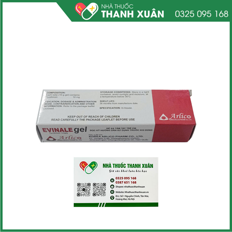 Evinale gel điều trị các nhiễm khuẩn ngoài da